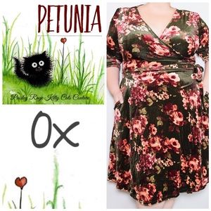 Classic Soft Velvet Floral Wrap Dress w/ POCKETS!